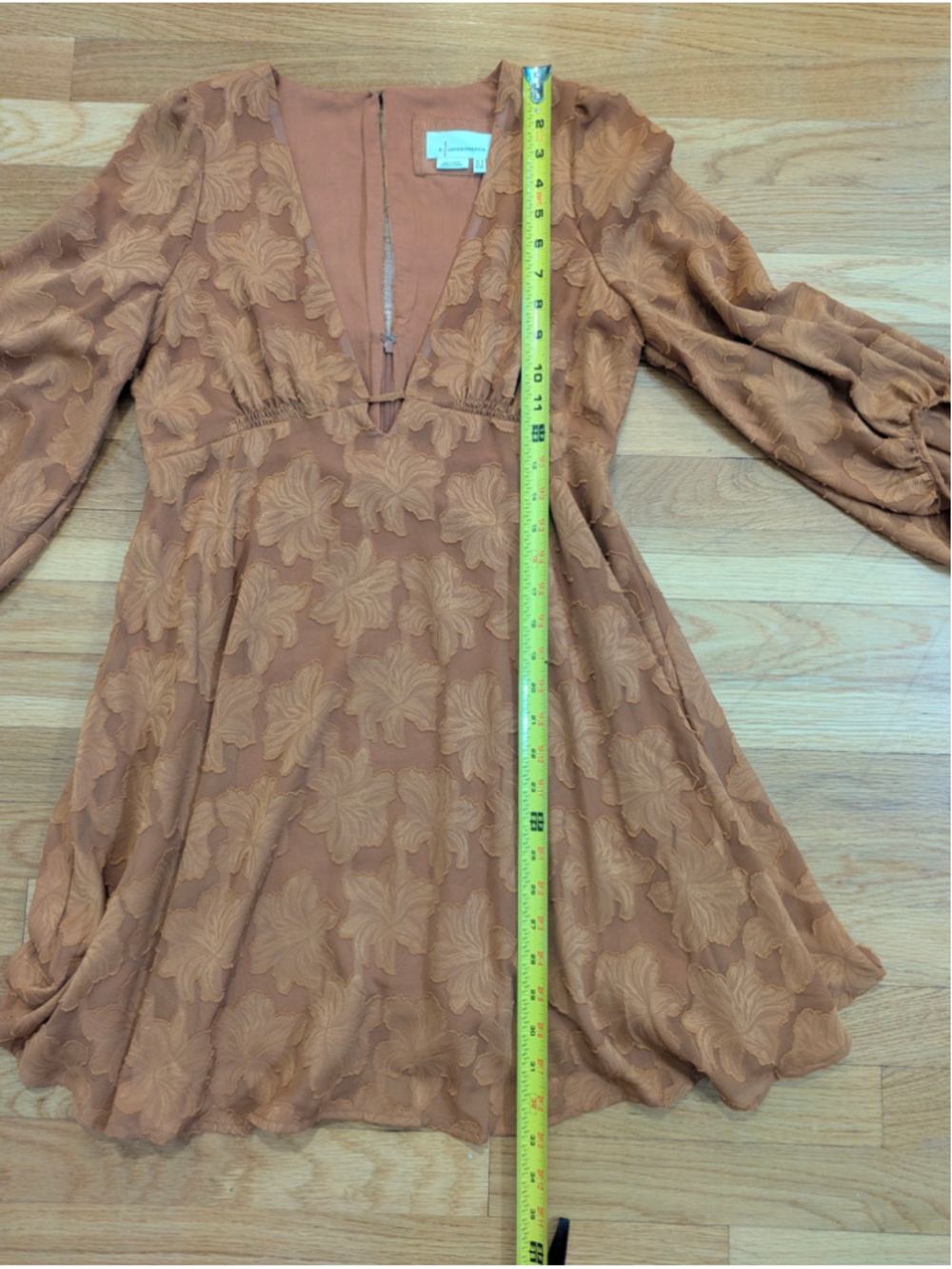 Anthropologie Jaquard Mini Dress Burnt Orange Floral Size 2 - Picture 11 of 14